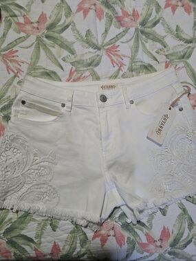 Shyanne White Embroidered Denim Shorts